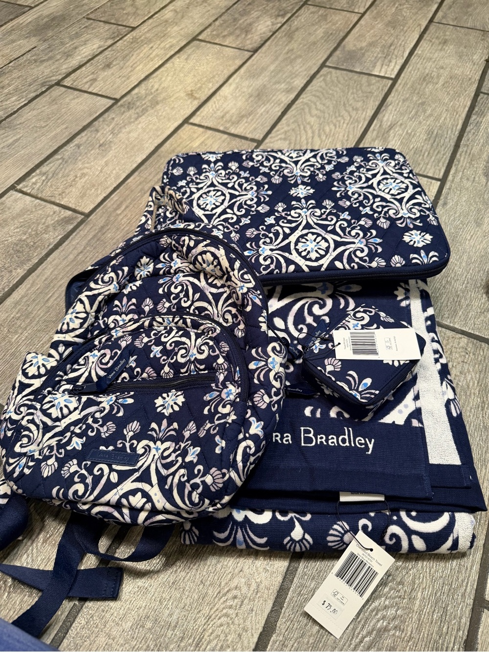 Vera Bradley Navy & White Floral Quilted Bag Set
